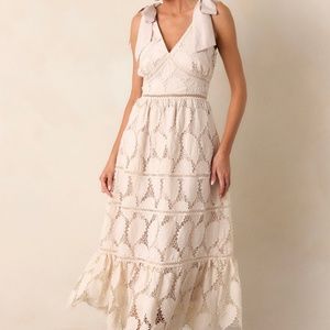 Red Dress Cinnamon Girl Light Beige Lace Maxi Dress Size LL / Light Beige